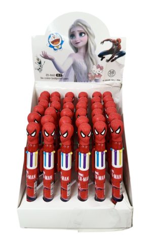 UI 3860B - Multi Colour Retractable Pens 6 in 1 - Spiderman