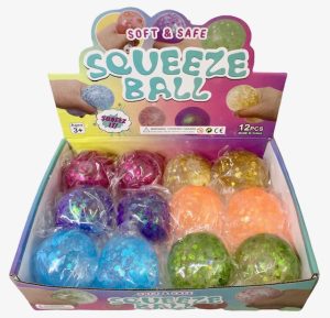UI 4595 - Squeeze Ball with Smiley Face Glitter